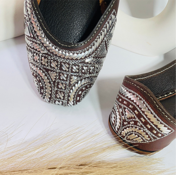 Brown Beauty with Silver Mukaish Detailing