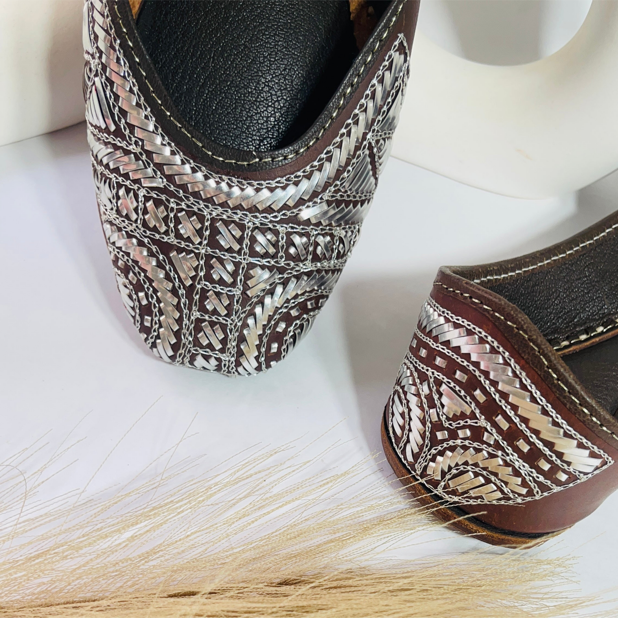 Brown Beauty with Silver Mukaish Detailing