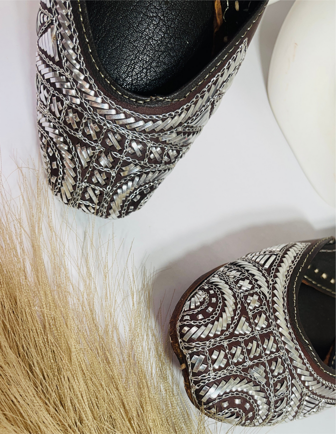 Brown Beauty with Silver Mukaish Detailing