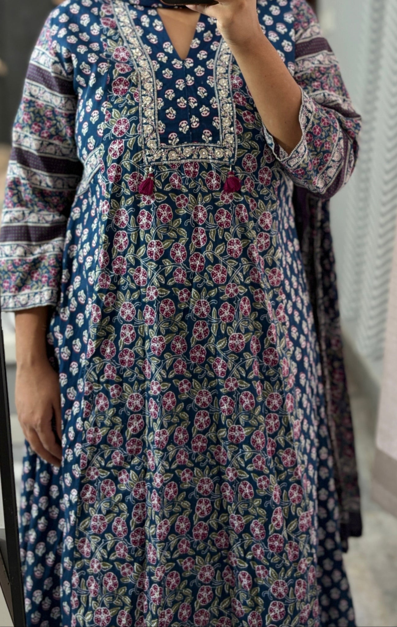 Timeless Cotton Anarkali in Handcrafted Prints