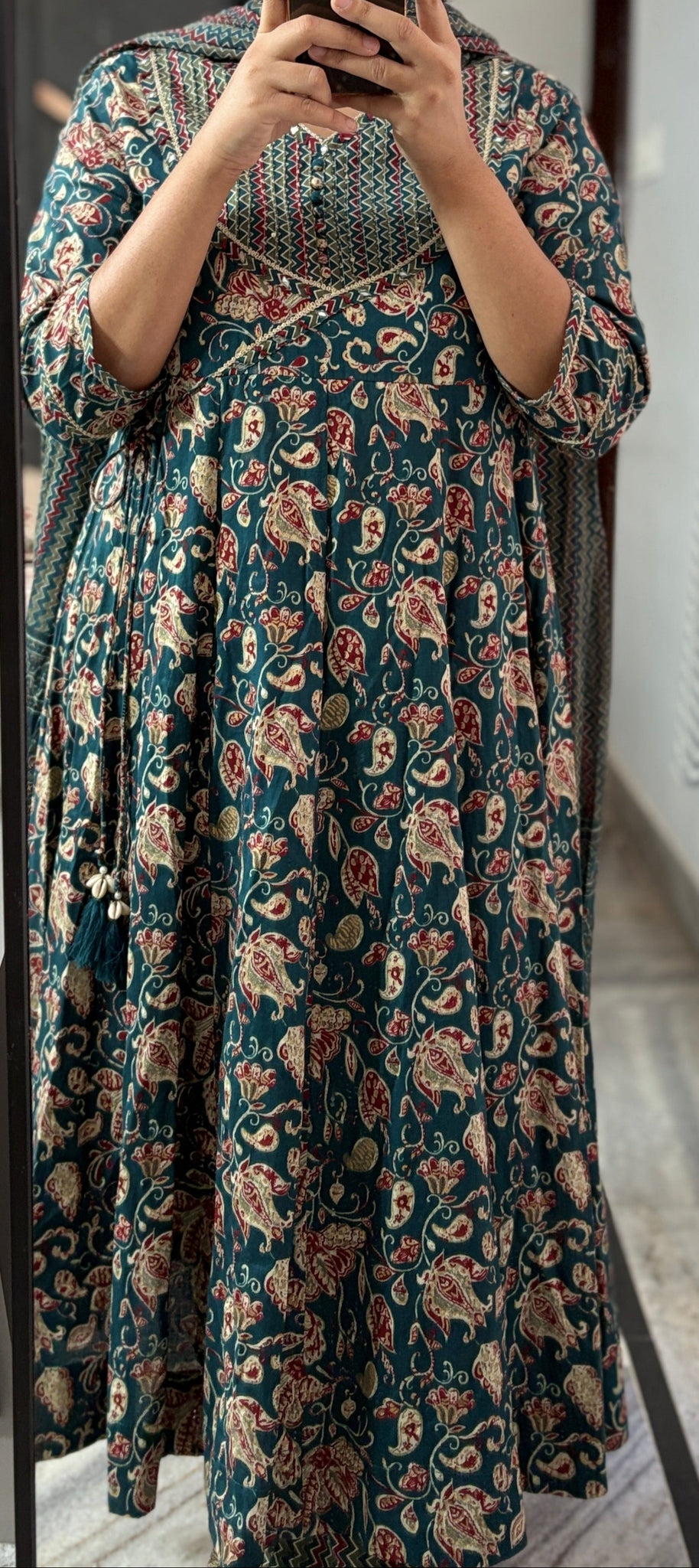 Vintage Paisley Charm in Cotton Anarkali